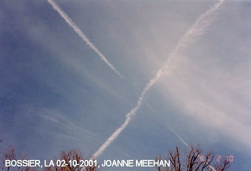 Chemtrails over Bossier, LA on 02-10-2001