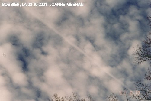 Chemtrails over Bossier, LA on 02-10-2001