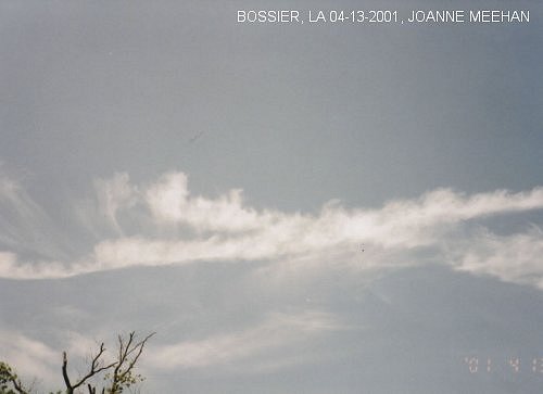 Chemtril sprayings over Bossier, LA on 04-13-2001, later