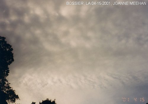 Chemtrail sprayings over Bossier, LA on 04-15-2001, last