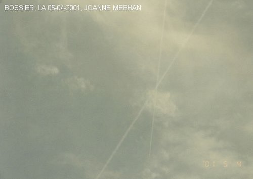 Chemtrail sprayings over Bossier, LA on 05-04-2001