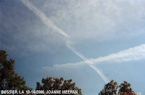 Chemtrail sprayings over Bossier, LA on 10-14-2000