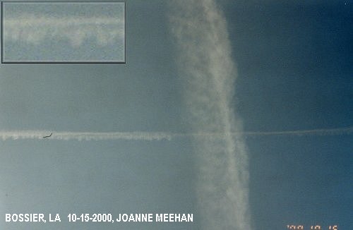 Chemtrail sprayings over Bossier, LA on 10-15-2000
