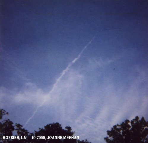 Chemtrail sprayings over Bossier, LA on 10-22-2000