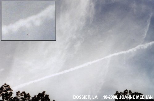 Chemtrail sprayings over Bossier, LA on 10-22-2000