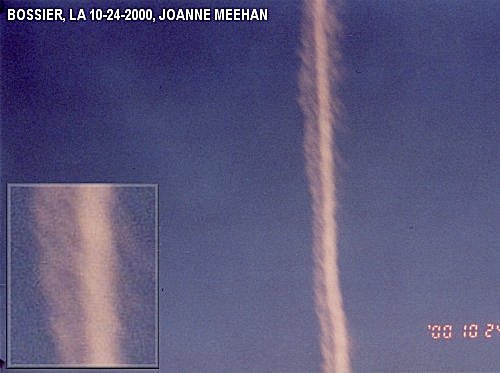 Chemtrail sprayings over Bossier, LA on 10-24-2000