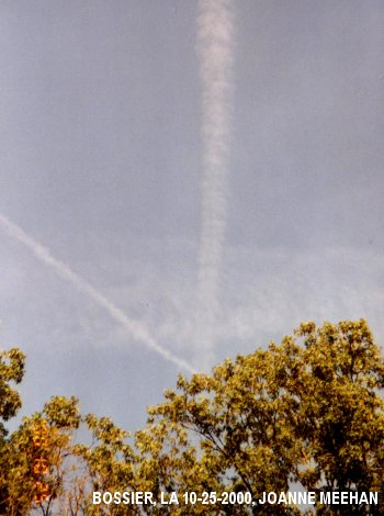 Chemtrail sprayings over Bossier, LA on 10-25-2000