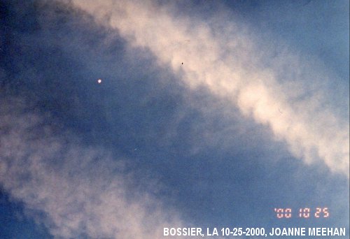Chemtrail sprayings over Bossier, LA on 10-25-2000