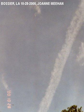Chemtrail sprayings over Bossier, LA on 10-28-2000