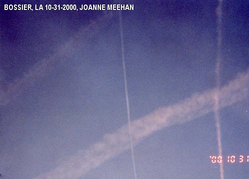 Chemtrail sprayings over Bossier, LA on 10-31-2000