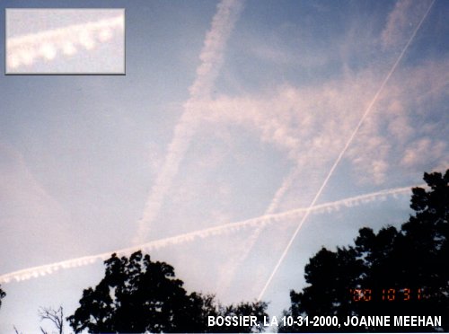 Chemtrail sprayings over Bossier, LA on 10-31-2000