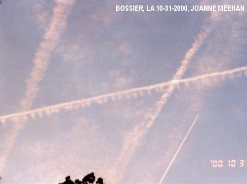 Chemtrail sprayings over Bossier, LA on 10-31-2000