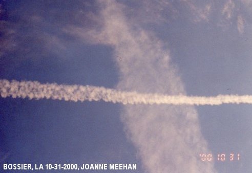 Chemtrail sprayings over Bossier, LA on 10-31-2000