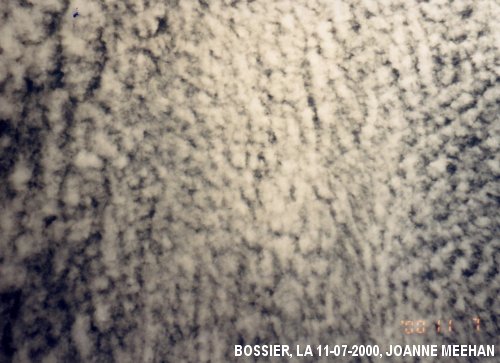 Chemtrail sprayings over Bossier, LA on 11-07-2000