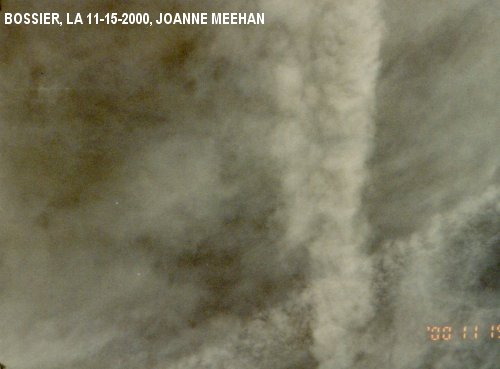 Chemtrail sprayings over Bossier, LA on 11-15-2000