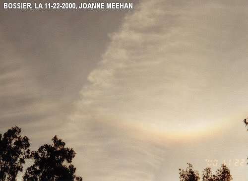 Chemtrail sprayings over Bossier, LA on 11-22-2000