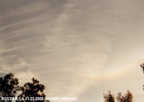 Chemtrail sprayings over Bossier, LA on 11-22-2000