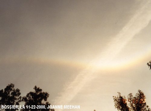 Chemtrail sprayings over Bossier, LA on 11-22-2000