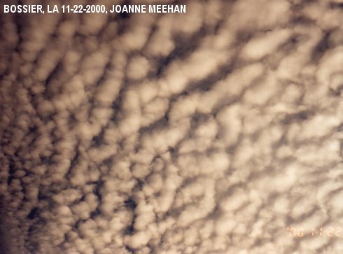 Chemtrail sprayings over Bossier, LA on 11-22-2000
