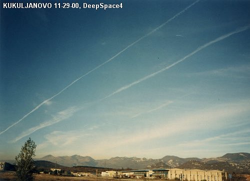 Chemtrail sprayings over Kukuljanovo near Rijeka, Croatia, on 11-29-2000